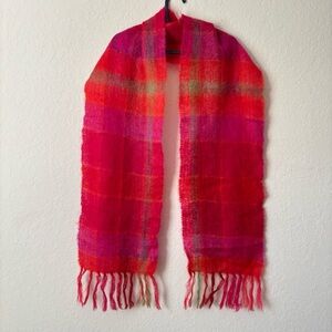 John Hanley | Women's Made In Ireland Mohair Wool Blend Plaid Scarf